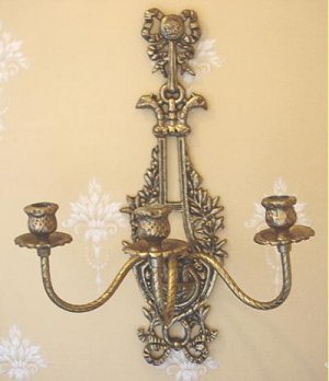 Vintage Decorative 3 Branch Bronzed Candle Wall Sconce