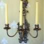 Vintage Decorative 3 Branch Bronzed Candle Wall Sconce