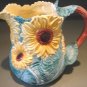 Vintage 1988 3 QT Fitz & Floyd Pottery Sunflower Pitcher