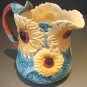 Vintage 1988 3 QT Fitz & Floyd Pottery Sunflower Pitcher