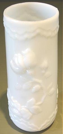 Vintage Milk Glass Vase White Pressed Floral Design