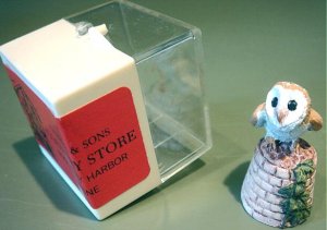 Vintage Painted Pewter Figural Owl Thimble #3 Made in England