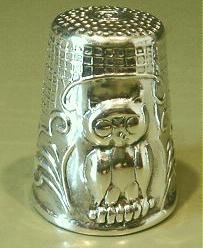 Thimble #9 Vintage Sterling Silver Figural Owl