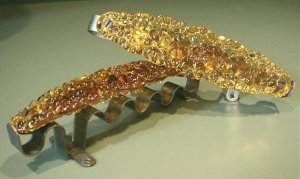 RARE PR Mid 20C Tiebacks Amber Pattern Glass Akro Agate Co Cherry Blossom