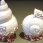 Pair Hand Painted Fitz & Floyd Seashell Salt & Pepper Shakers
