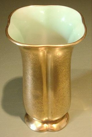 Vintage Pickard Gold Overlay on Porcelain Vase