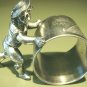 Ca 1886-87 Meriden Silver Figural Napkin Ring Boy Pushing Ring