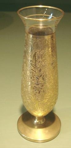 Vintage Crystal Bud Vase with Gold Overlay