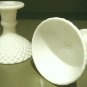 Pr. Vintage English Hobnail Milk Glass Candlesticks