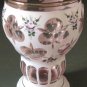 Beautiful Bohemian White Enamelled Hand Painted Vase Cut to Pink Crystal Cased Glass