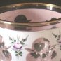 Beautiful Bohemian White Enamelled Hand Painted Vase Cut to Pink Crystal Cased Glass