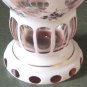 Beautiful Bohemian White Enamelled Hand Painted Vase Cut to Pink Crystal Cased Glass