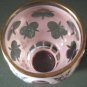 Beautiful Bohemian White Enamelled Hand Painted Vase Cut to Pink Crystal Cased Glass