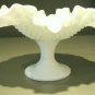 Vintage Hobnail Milk Glass Ruffled Compote Possibly Fenton
