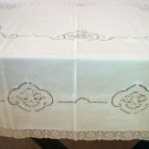 Outstanding Vintage HANDMADE European Linen & Lace, Tablecloth, Needlepoint & Filet Cloth #86