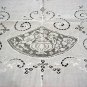 Fancy Vintage European Linen & Filet Lace HANDMADE Tablecloth, Cloth #90