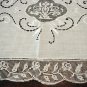 Fancy Vintage European Linen & Filet Lace HANDMADE Tablecloth, Cloth #90
