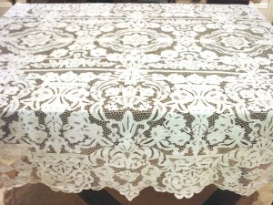 Outstanding Vintage HANDMADE ALL Needlepoint Lace Tablecloth, Cloth #98