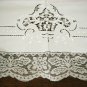 Lovely Vintage HANDMADE Linen & Needlepoint, Filet Lace Tablecloth, Cloth #79
