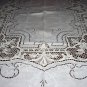 Elaborate Vintage HANDMADE Linen & Needlepoint Lace Tablecloth, Cloth #91