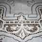 Elaborate Vintage HANDMADE Linen & Needlepoint Lace Tablecloth, Cloth #91