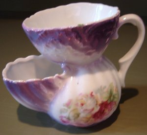 Unique Vintage German Porcelain Shaving Mug Double Bowl