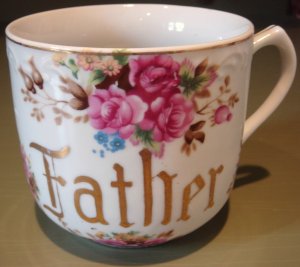 Charming Large Vintage Porcelain Shaving Mug FATHER Floral