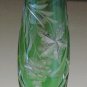 Beautiful 10" Green Cut to Clear Glass Flower Vase Possibly Bohemian