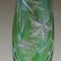 Beautiful 10" Green Cut to Clear Glass Flower Vase Possibly Bohemian