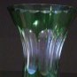 Beautiful 10" Green Cut to Clear Glass Flower Vase Possibly Bohemian