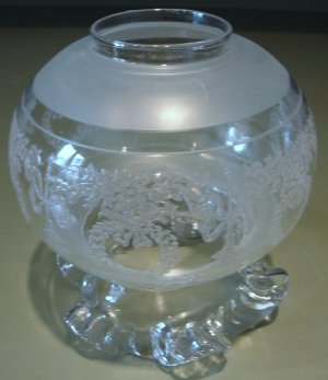 Outstanding Vintage Glass Globe Light Shade, Ruffled, Patterned
