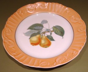 RARE Summer Fruits PEARS 10" DINNER Plate Mottahedeh Portugal