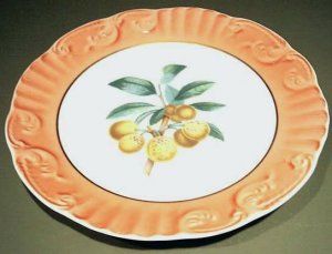 RARE Summer Fruits APRICOTS 10" DINNER Plate Mottahedeh Portugal