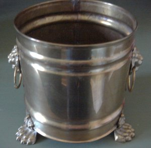 Handsome Brass Cache Pot Lion Head Paw Feet