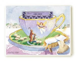 New TEA CUP Holiday Greeting Christmas Card NATIVITY Set of 6 Cards