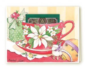 New TEA CUP Holiday Greeting Christmas Card HOLIDAY GREETING Set of 6 Cards