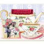 Red Hat Cat Tea Cup Greeting Card SET of 6