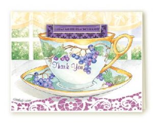 Grape Thank You Tea Cup Greeting Card SET of 6