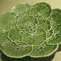 Vintage Green Portugal Majolica Pottery Plate Geranium Leaves