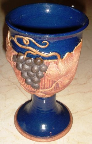 Set of 4 Signed Vintage Art Pottery Wine Goblets
