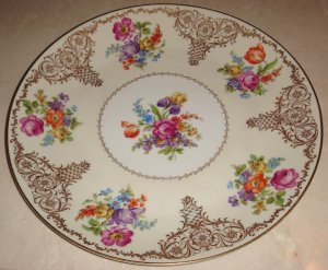 13 inch Schumann Bavaria Charger Platter Dresden Flower