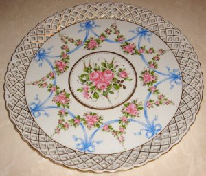 Hand Painted Schierholz Germany Pierced Cake Plate