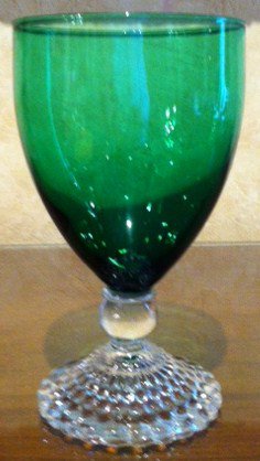 Anchor Hocking BUBBLE FOOT Forest Green Water Glass