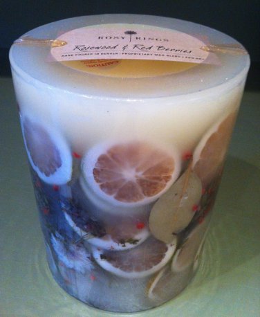 Rosewood & Red Berries Pillar Botanical Candle by Rosy Rings