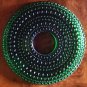 3" Forest Green Glass Bobeche, Candle Ring, Finland, Bubbles, 4 available, NOM