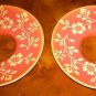 Pair of Salmon Porcelain with Cream Floral Bobeches, Rings for Candles