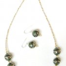 MN266 Sterling Silver Necklaced with Enameled Silver Beads. Comes with Earrings