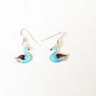 Swan Sterling Silver Enameled Earrings