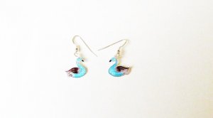 Swan Sterling Silver Enameled Earrings