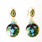 Peacock Enameled Sterling Silver Ear Rings